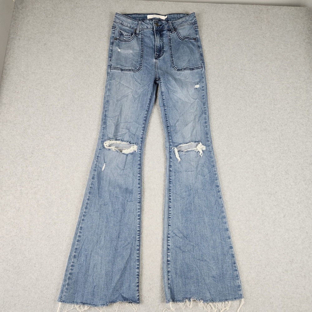 Hidden Jeans Flare Jeans Womens 26 Blue Denim Boho Streetwear Grunge Distressed